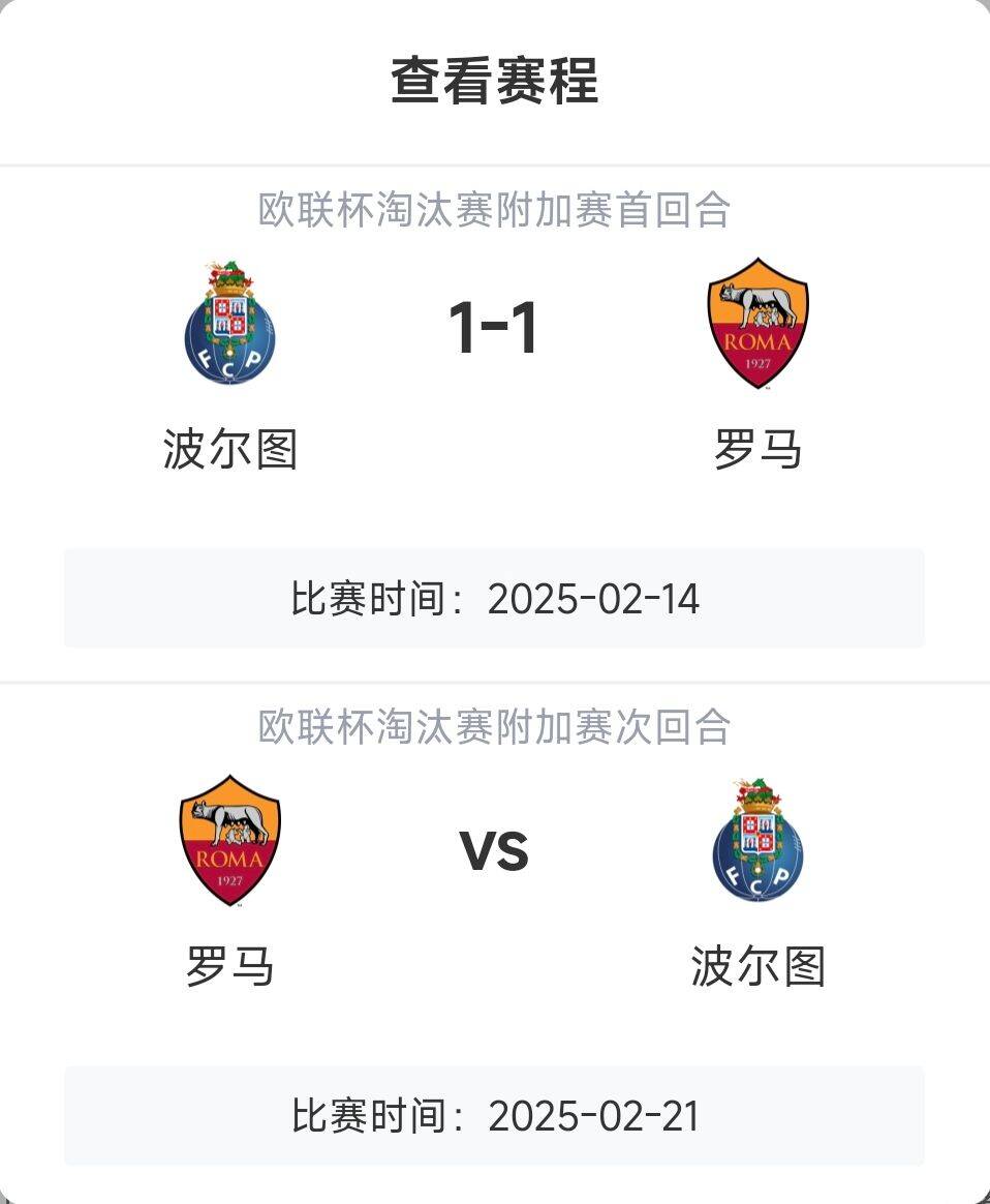  羅馬頂?shù)米?？意甲歐戰(zhàn)8隊(duì)3隊(duì)直通4隊(duì)出局，羅馬首回合1-1波爾圖