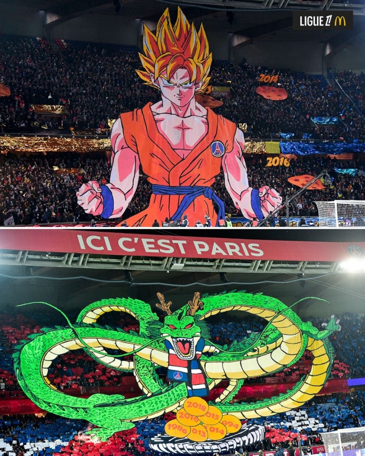  逝世一周年，法甲官推曬昔日巴黎主場龍珠TIFO：鳥山明經(jīng)典永存