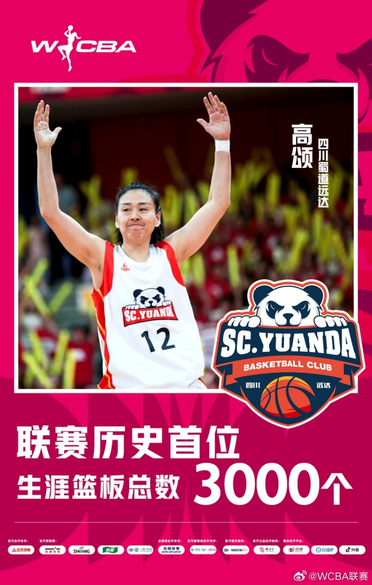  十八載鑄就傳奇！WCBA官方：高頌榮膺聯(lián)賽歷史首位籃板達(dá)3000球員