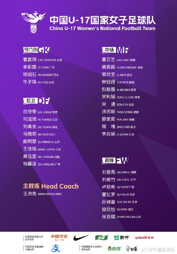  U17女足30人將在蘇州集訓(xùn)備戰(zhàn)世界杯，姜寧、朱挺擔(dān)任訓(xùn)練員
